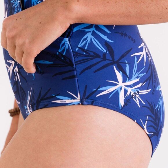 NWT: POCKETS! Full Coverage One Piece Swimsuit in Blue Palm - Picture 10 of 16